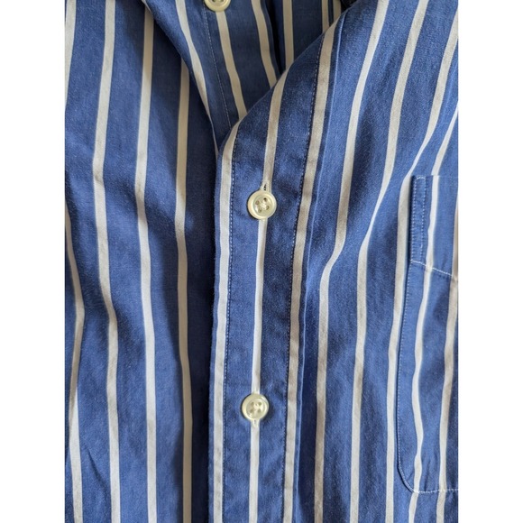 Vintage Ralph Lauren Men's Big Shirt Blue White Striped Cotton Button Down- M - Picture 6 of 6